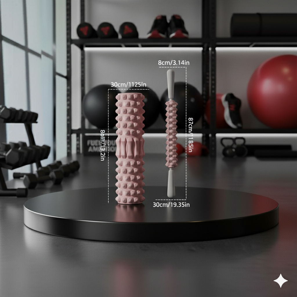 High-density foam muscle massage rollers with textured surface for deep-tissue massage and recovery