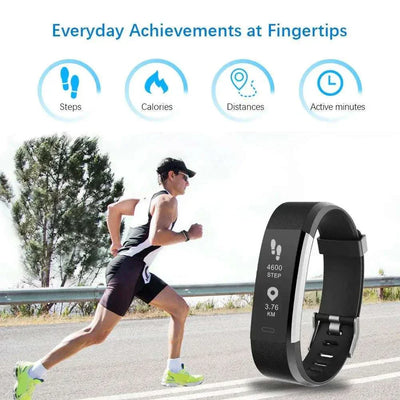 Smart sports bracelet with heart rate, blood pressure, step tracker, and OLED screen for fitness tracking