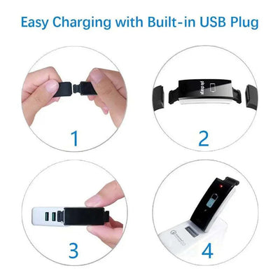 Smart sports bracelet with built-in USB plug for easy charging and fitness tracking