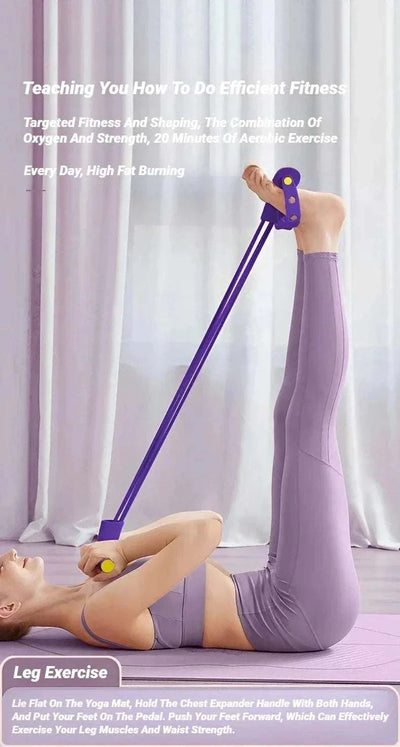 Four-tube pedal tensioner resistance band for home workout ab training and leg exercise