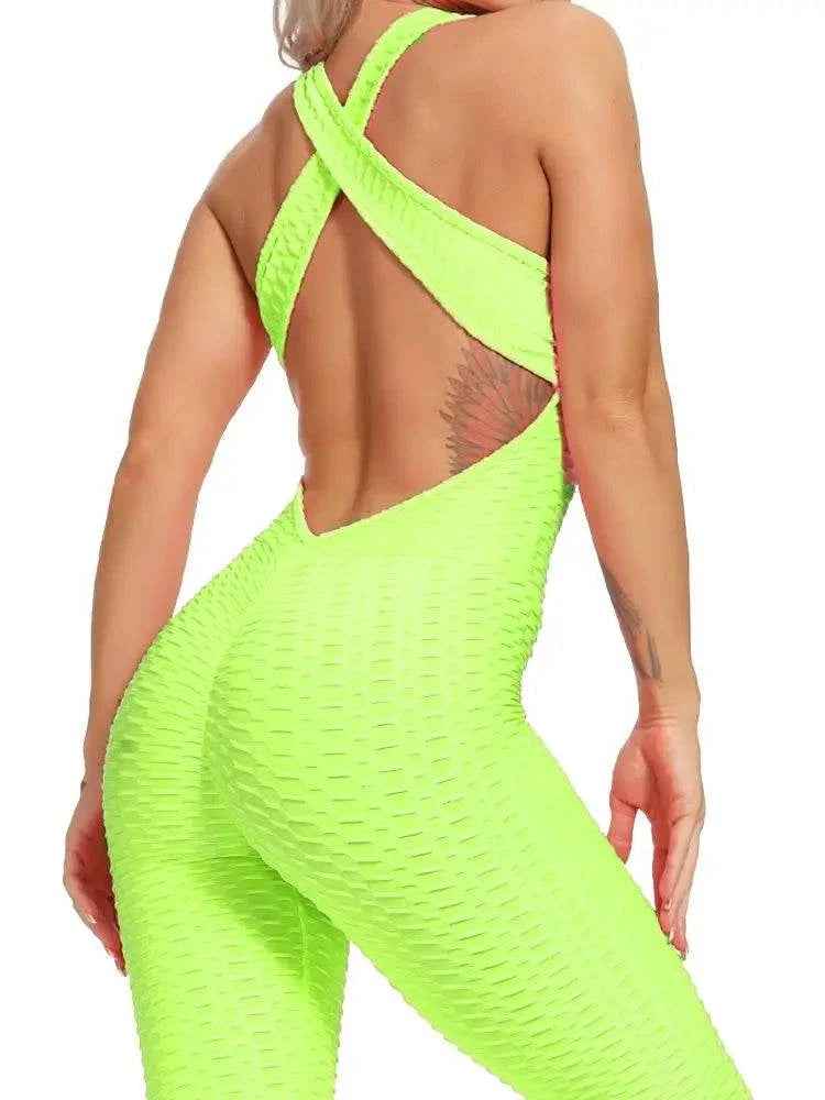 Women Sleeveless Fitness Jumpsuit – Backless Gym Bodysuit