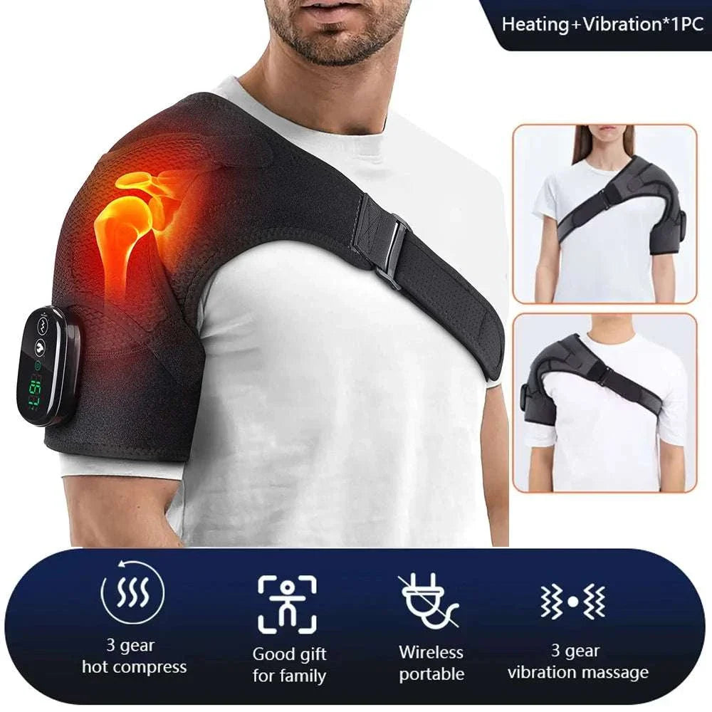 Heated Shoulder Support Brace – Vibration & Pain Relief