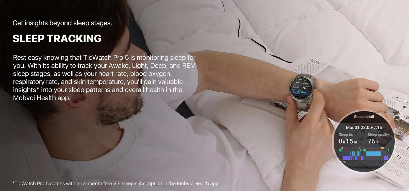 TicWatch Pro 5 Smartwatch – Wear OS, Long Battery, Waterproof