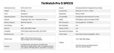 TicWatch Pro 5 Smartwatch – Wear OS, Long Battery, Waterproof
