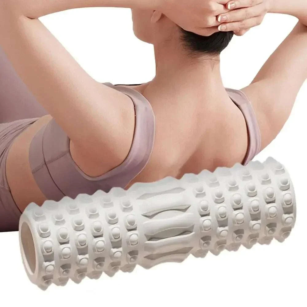 white high density foam muscle massage roller for body recovery and stretching fitness tool