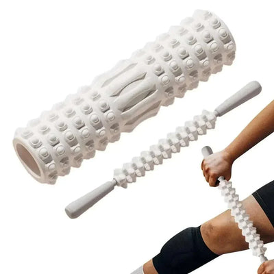 White high density foam muscle massage roller and stick roller for muscle recovery and fitness therapy