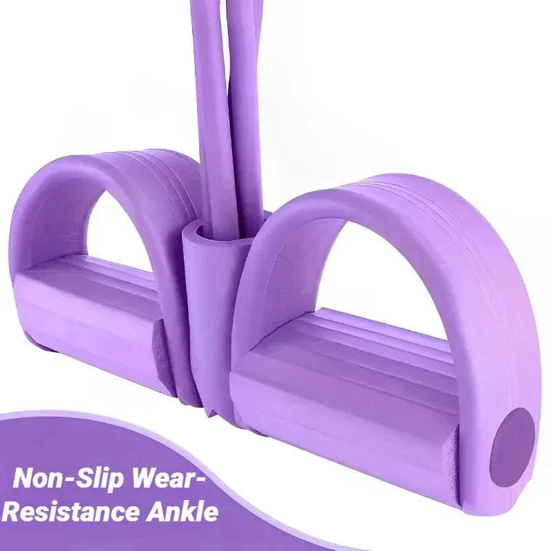 Purple four-tube pedal tensioner with non-slip wear-resistant ankle straps for home workout and ab training