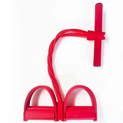 Four-tube pedal tensioner resistance band with foam handle for home ab workout and strength training