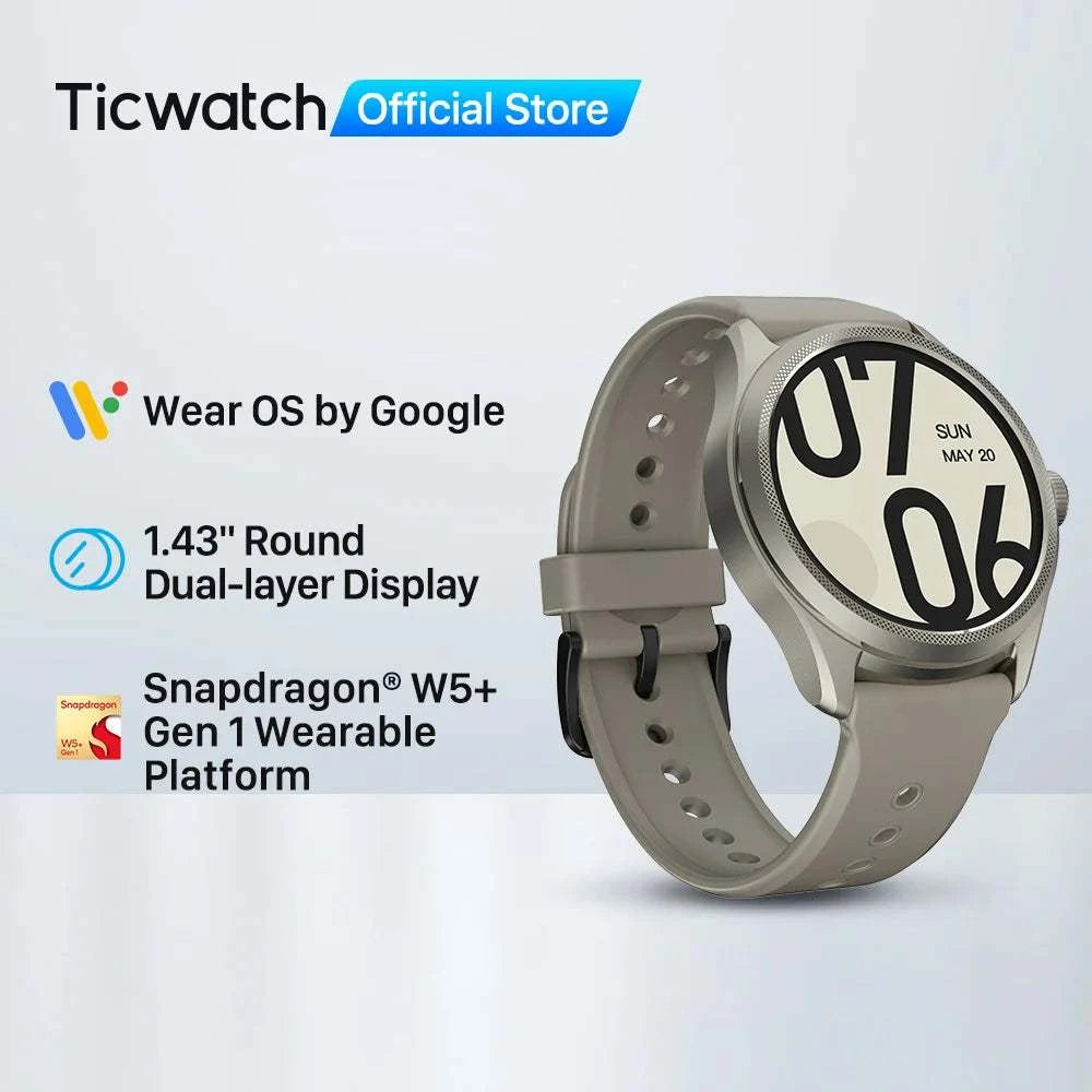 TicWatch Pro 5 Smartwatch – Wear OS, Long Battery, Waterproof