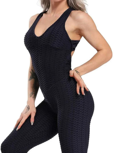 Women Sleeveless Fitness Jumpsuit – Backless Gym Bodysuit