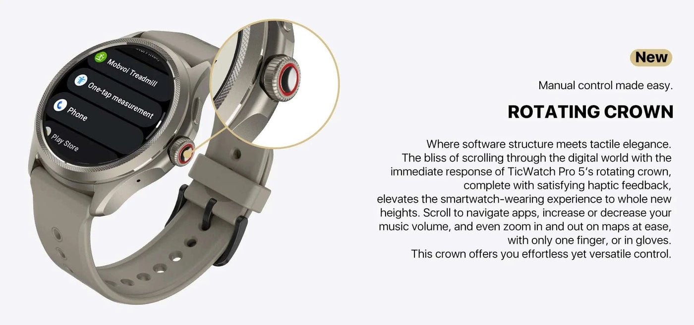 TicWatch Pro 5 Smartwatch – Wear OS, Long Battery, Waterproof