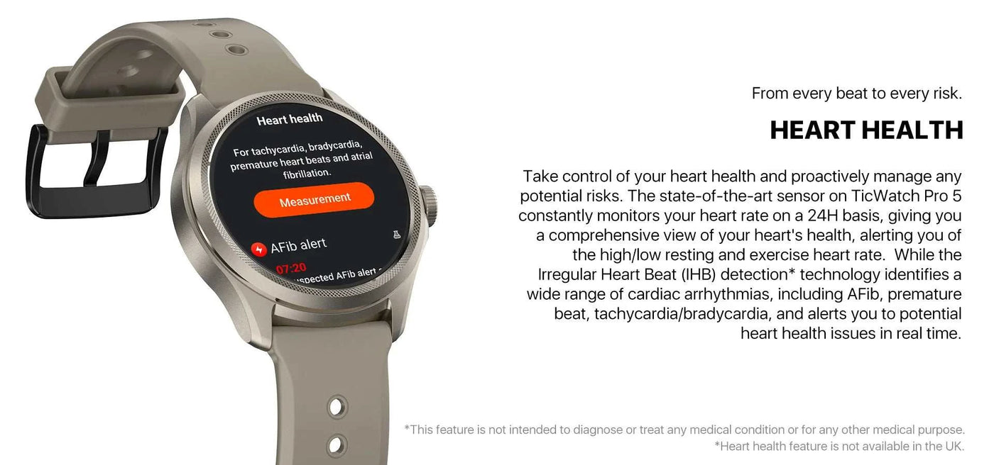 TicWatch Pro 5 Smartwatch – Wear OS, Long Battery, Waterproof